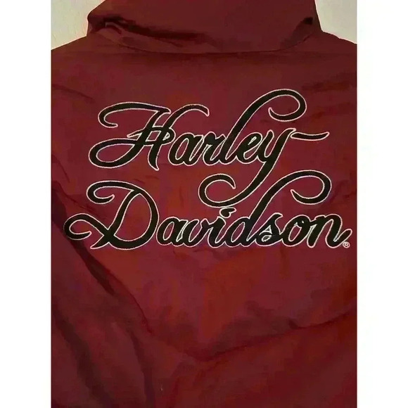 Womens Red Harley Davidson Puffer Jacket Coat Duck Down Feather Size S - Picture 5 of 7